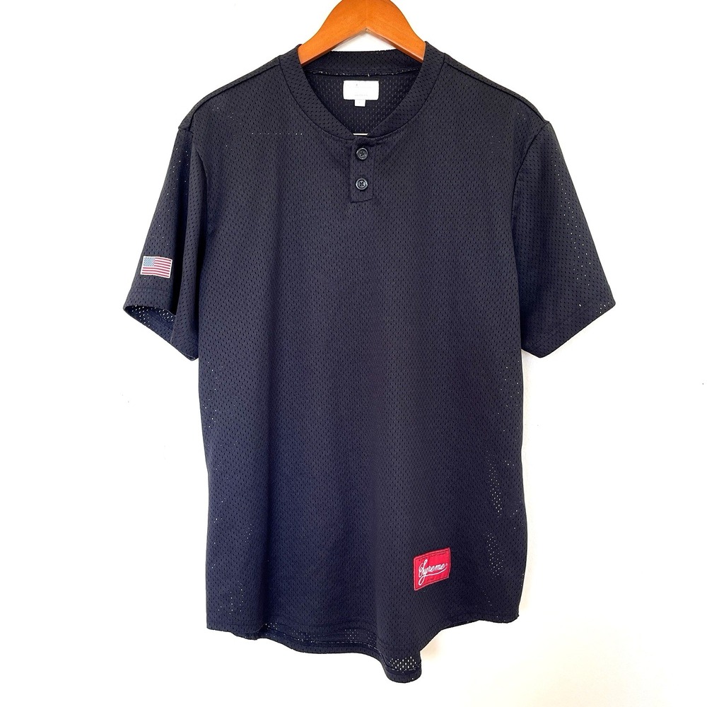 RARE Supreme Baseball Henley Jersey Spring/Summer 2014 Collection Size L Black